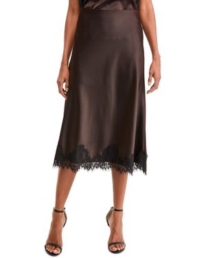 Anne Klein Petite Pull-on Flared Midi Skirt - Brown