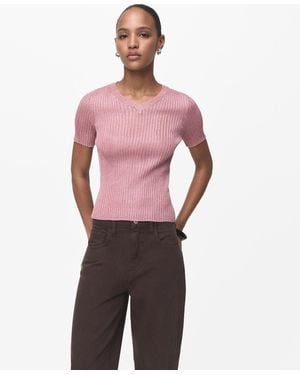 Mango Short-sleeved Lurex Sweater - Red