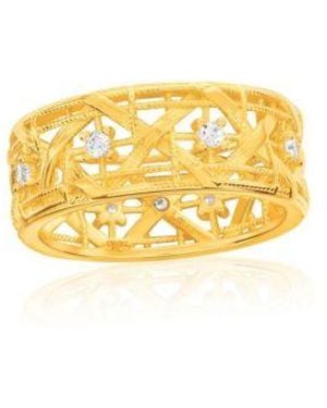 SUZY LEVIAN NEW YORK Suzy Levian Sterling Silver Cubic Zirconia Cutout Eternity Band Ring - Metallic