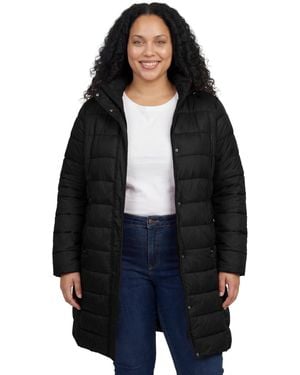 Woman Within Plus Size Long Packable Puffer Jacket - Black