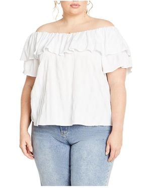 City Chic Plus Size Christy Off Shoulder Top - Blue