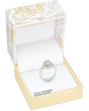 Charter Club Tone Cubic Zirconia Oval Halo Twist Band Ring - White