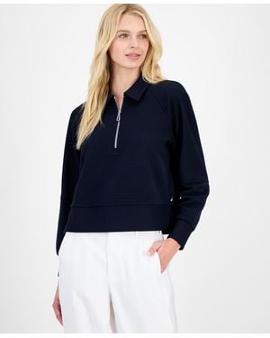 Nautica Nautica Quarter Zip Ottoman Sweatshirt - Blue