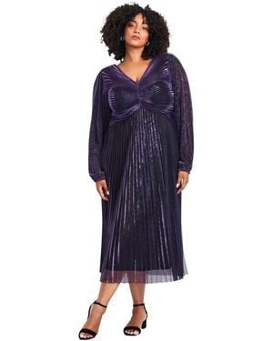 Avenue Plus Size Pleated Plisse Dress - Blue