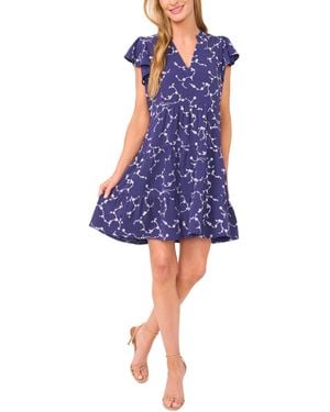 Cece Short-sleeve Ruffled Tiered Dress - Blue