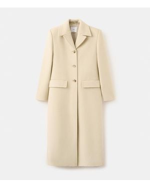 Mango Buttoned Wool Coat - Natural