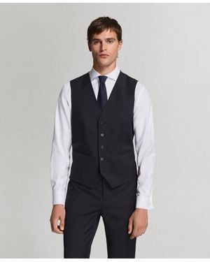 Mango Turin Wool Suit Vest - Blue