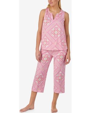 Ellen Tracy Sleeveless Top & Cropped Pajama Pants - Pink