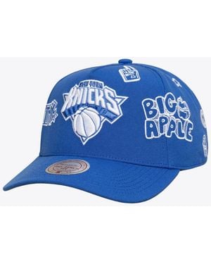 Mitchell & Ness And New York Knicks Downtown Doodle Pro Snapback Hat - Blue