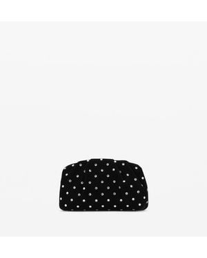 Mango Rhinestones Velvet Clutch - White