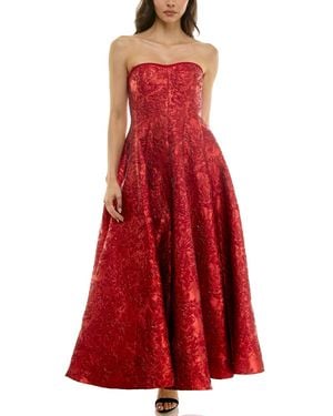 Taylor Strapless Sweetheart Jacquard Midi Dress - Red