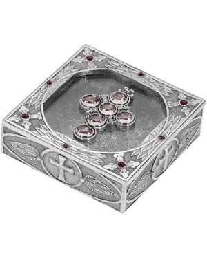 2028 Pewter Cross Rosary Box - Gray