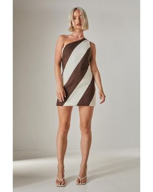 Nasty Gal Stripe One Shoulder Tailored Mini Dress - Gray