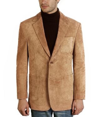 BGSD Men Steve Two-button Suede Leather Blazer - Brown