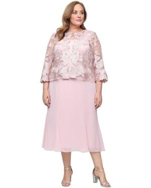 sachin and babi light blue dress Alex Evenings Sequin Floral Lace Ribbon Rosette Round Neck Short Sleeve Gown main image 0