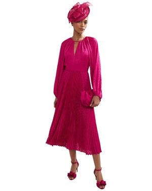 Phase Eight Faye Textured Pleat Dress - Pink