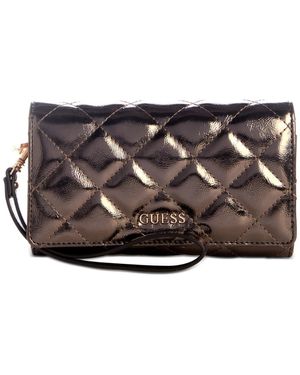 Guess Tinsley Quilted Phone Organizer Wristlet - Metallic