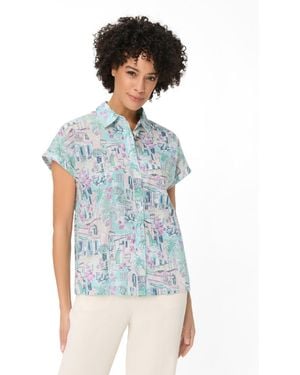 Olsen Italian Villa Print Shirt - Blue