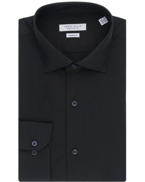 Perry Ellis Perry Ellis Modern-fit Lux Twill Solid Dress Shirt - Black