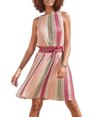 Lascana Pleated Striped Dress - Pink