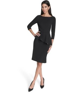 Halston Boat Neck Midi Dress - Black