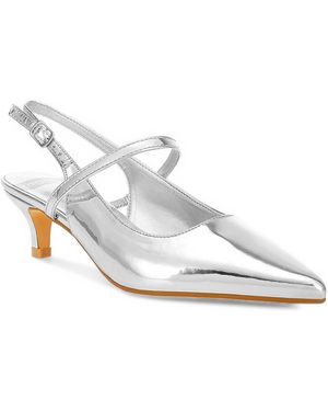 Rag & Co Abloom Kitten Heel Slingback Sandals - White