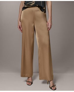 Donna Karan Wide-leg Mid-rise Full Pants - Brown