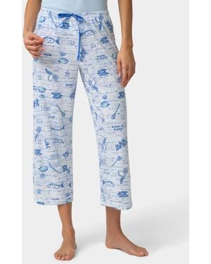 Hue Printed Capri Mid-rise Pants - Blue