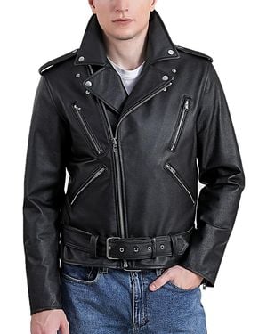 BGSD Men Leather Urban Rider Jacket - Black