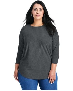Avenue Plus Size Kym Rib Hacci Tunic - Blue