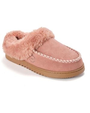 Dearfoams Blaine Genuine Suede Clog Slippers - Pink