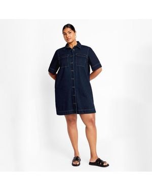 City Chic Plus Size Denim Jojo Dress - Blue