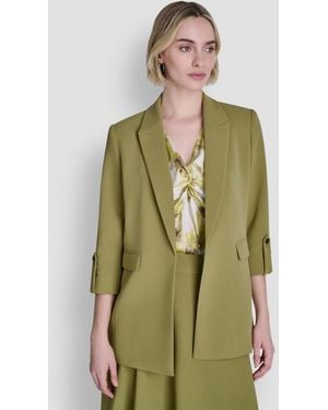 DKNY Textured Notch Collar Open-front Jacket - Green