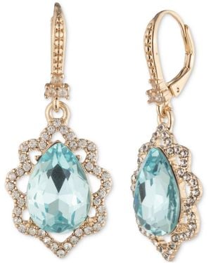 Marchesa Gold-tone Mixed Crystal Drop Earrings - Blue
