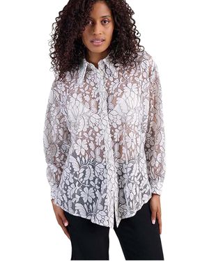 Anne Fontaine Daniela Lace French Cuff Button-down Shirt - White
