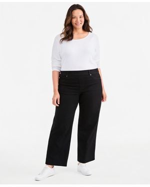 Style & Co. Plus Size High-rise Wide-leg Pull-on Jeans - White