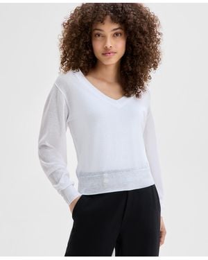INC International Concepts Petite V-neck Sweater - White