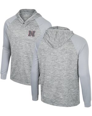 Colosseum Athletics Nebraska Huskers Cybernetic Raglan Quarter-zip Hooded Top - Gray