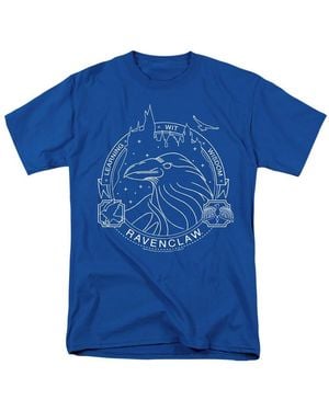 Harry Potter Ravenclaw Line Art Badge T Shirt - Blue