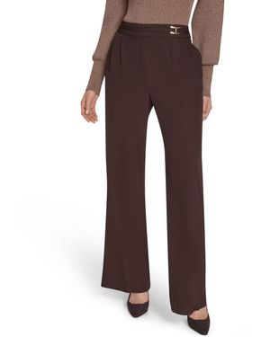 Halston Mid Rise Wide Leg Pants - Brown