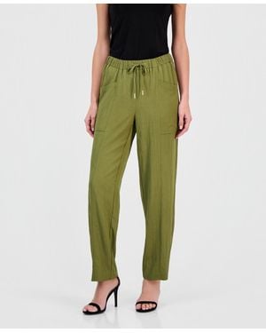Anne Klein Annie Klein Tie-waist Straight-leg Ankle Pants - Green