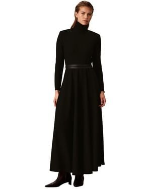 Calvin Klein Petite Turtleneck Long-sleeve A-line Sweater Dress - Black