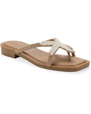 Style & Co. Alanaa Starfish Beaded Flat Sandals - White