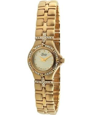 Swiss Edition Luxury 23k Plated Crystal Bezel And Bracelet Dress Watch - Black