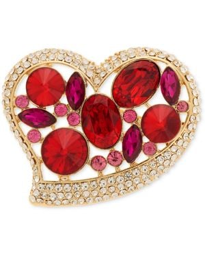 Anne Klein Stone Crystal Heart Pin - Red