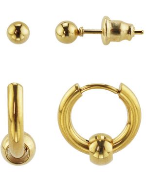 Rebl Jewelry 18k huggie And Stud Set - Metallic