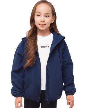 Rokka&Rolla Girls' Mia Bubble Hem Fleece Lined Hooded Jacket - Blue