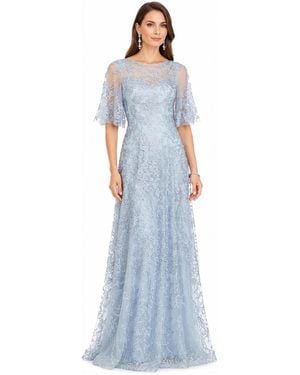 Lara Cape Sleeve Mother's Gown - Blue