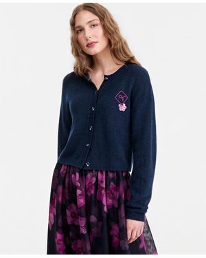 Jonathan Cohen X Macy's Cropped Embroidered Fitted Cardigan - Blue