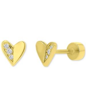 Macy's Cubic Zirconia Heart Stud Earrings (1/20 Ct. T.w. - Metallic